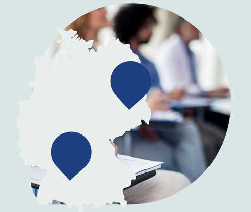 Eine Deutschlandkarte mit markierten Standorten